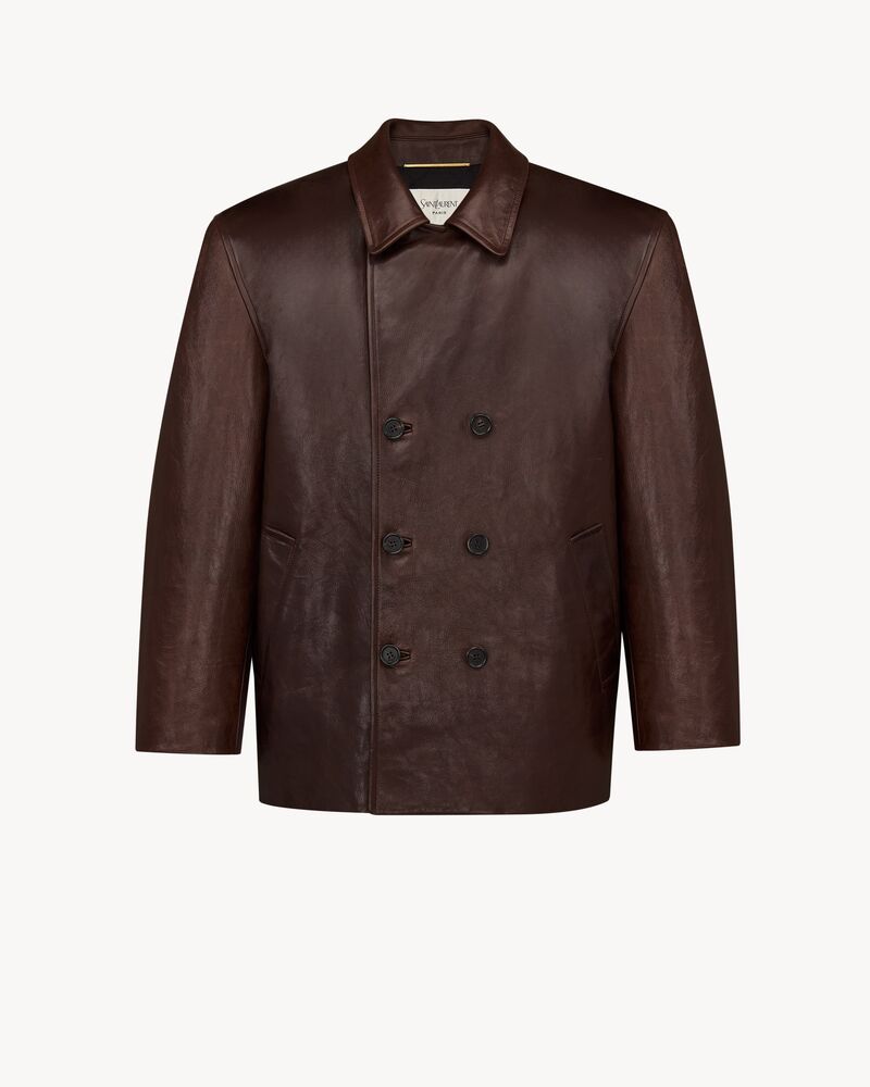 short coat in creased leather
