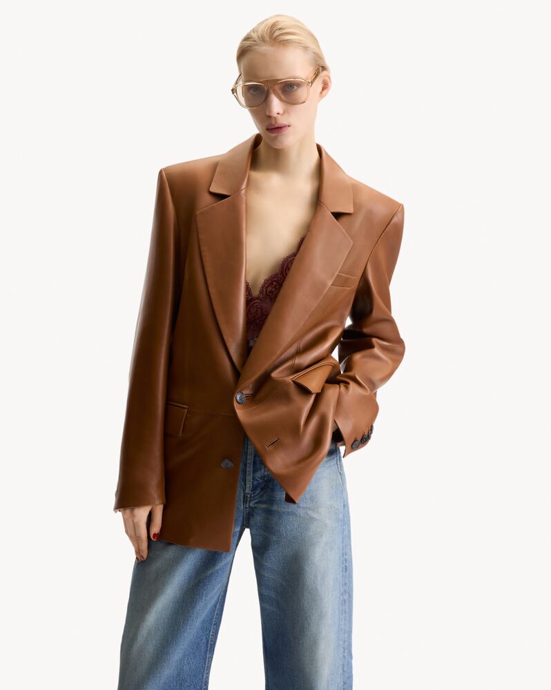 single-breasted jacket in plunged lambskin