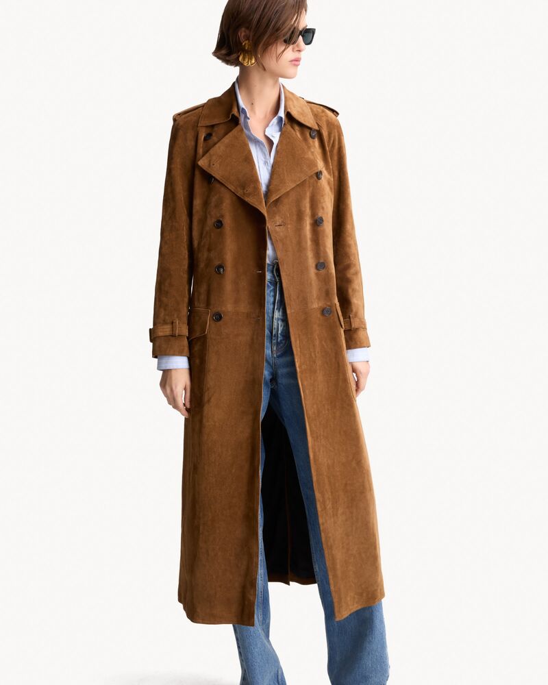 trench coat em camurça