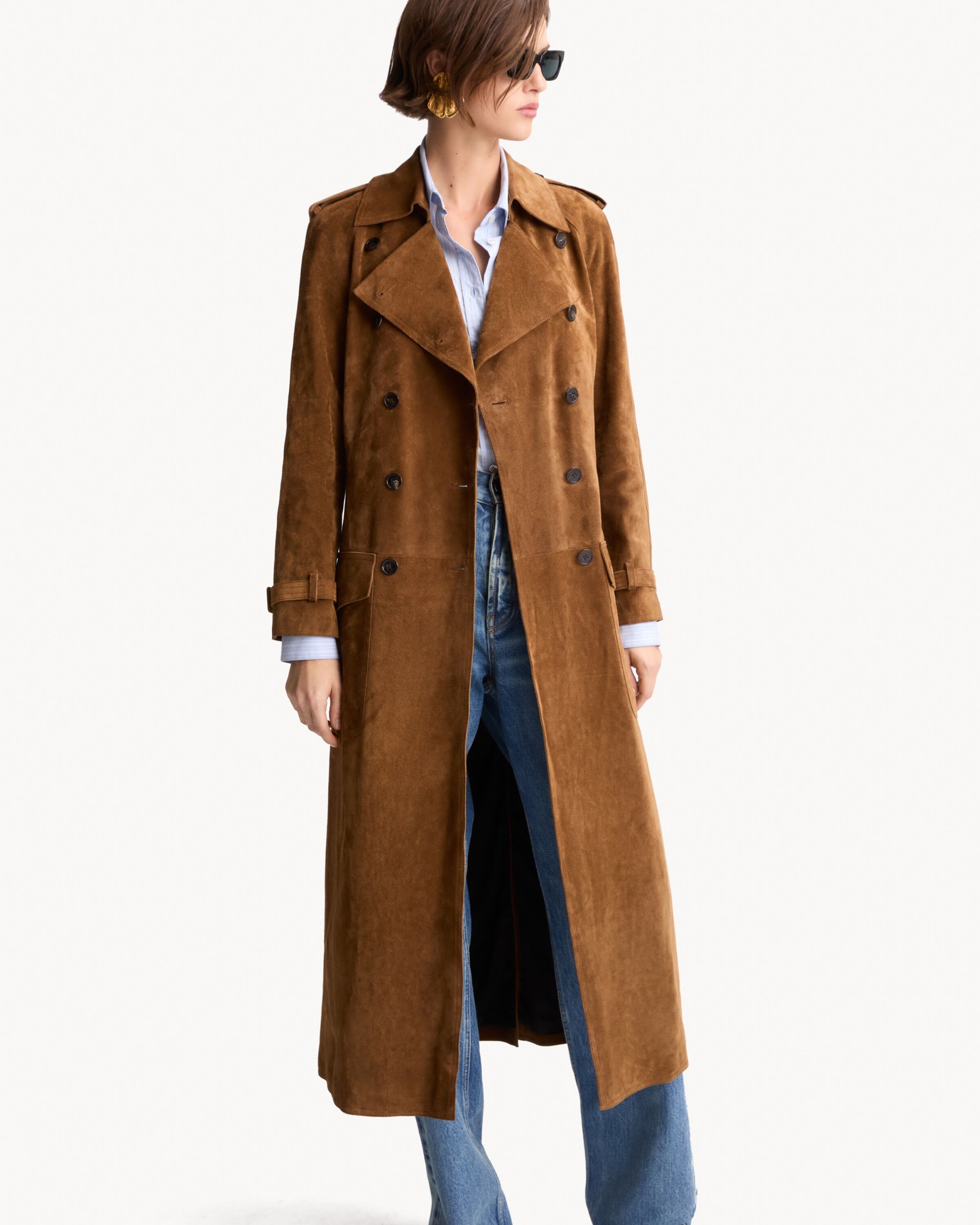 trench coat in suede