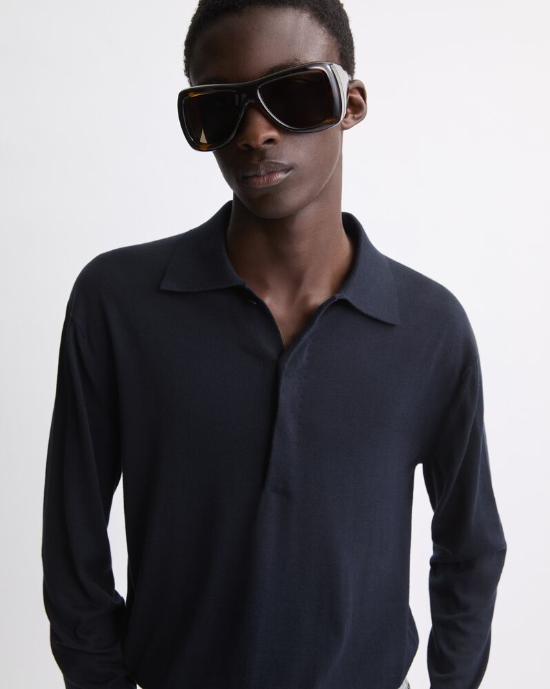 polo in silk and cotton knit