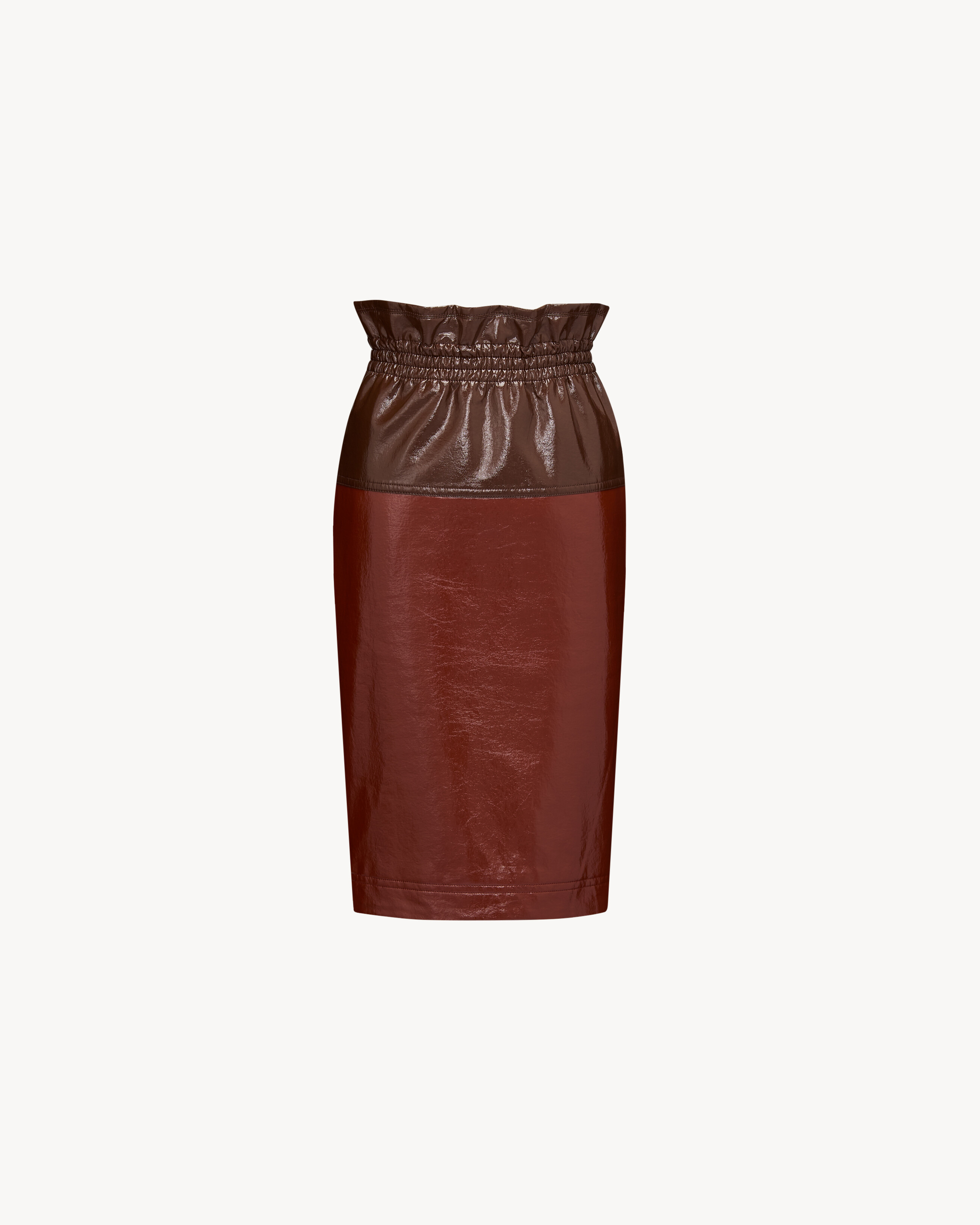 paperbag pencil skirt in coated cotton