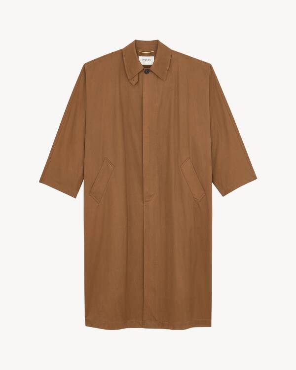 trench coat in water-repellent cotton in Green | Saint Laurent