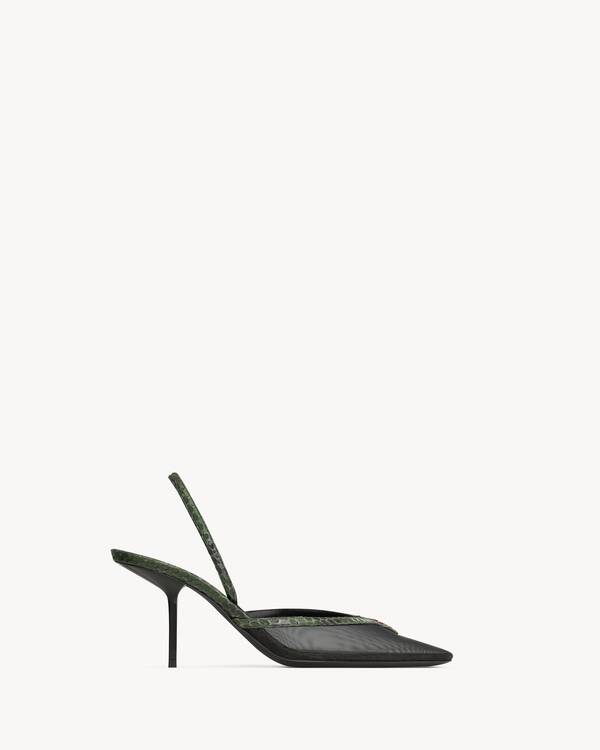 FOLIE slingback pumps in mesh and python