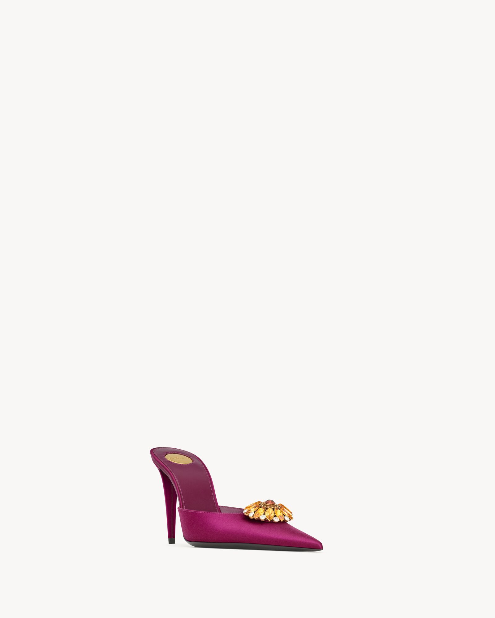 COSMO Mules In Satin Crepe And Crystals In Purple Saint Laurent YSL US cosmo-mules-in-satin-crepe-and-crystals-in-purple-saint-laurent-ysl-us