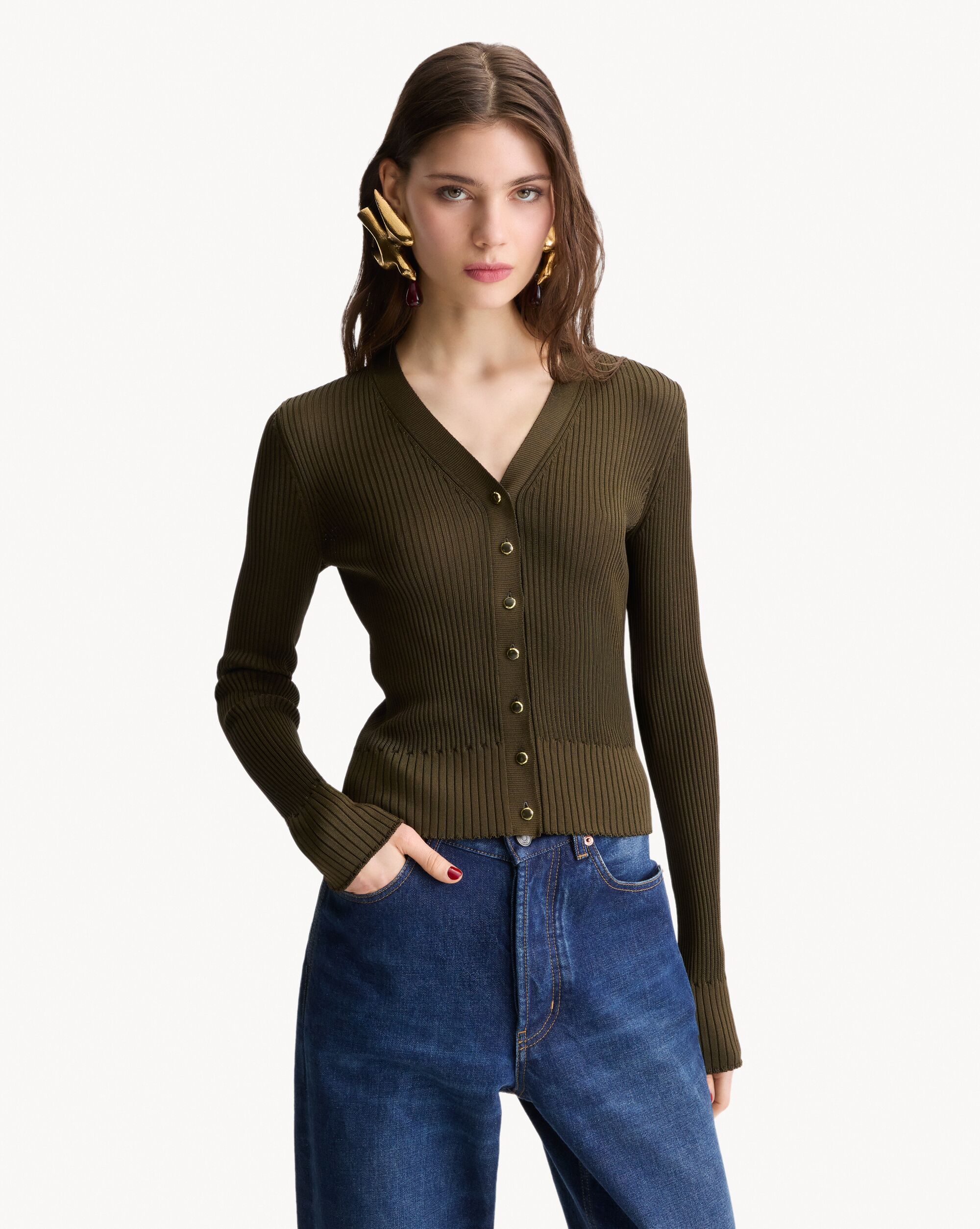 cardigan in ribbed knit