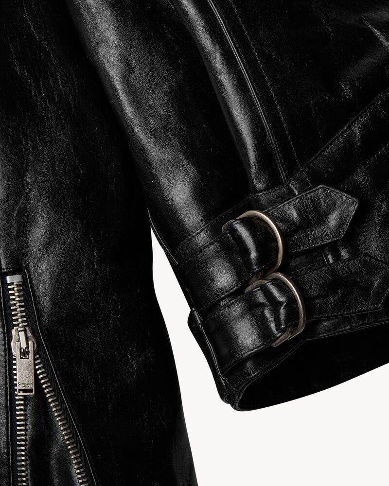 biker jacket in grained leather