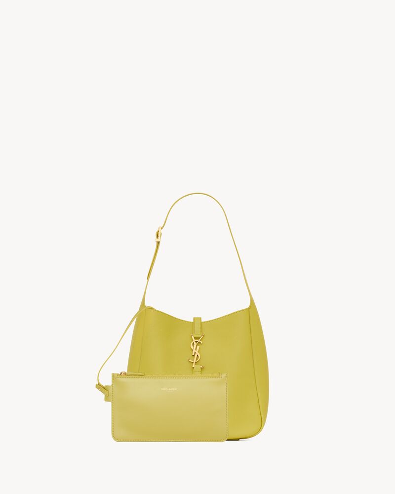 petit.lys Saint Laurent Le 5 A 7 Supple Small in Grained Leather Dusty Grey