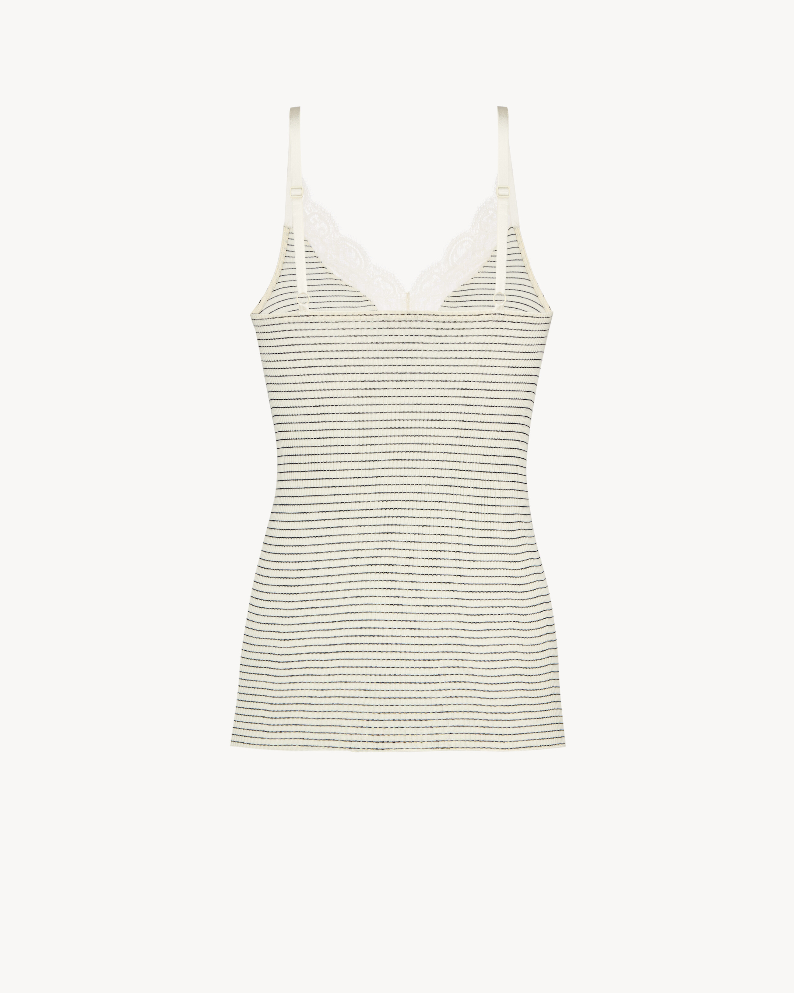 laced tank top in ribbed wool and silk