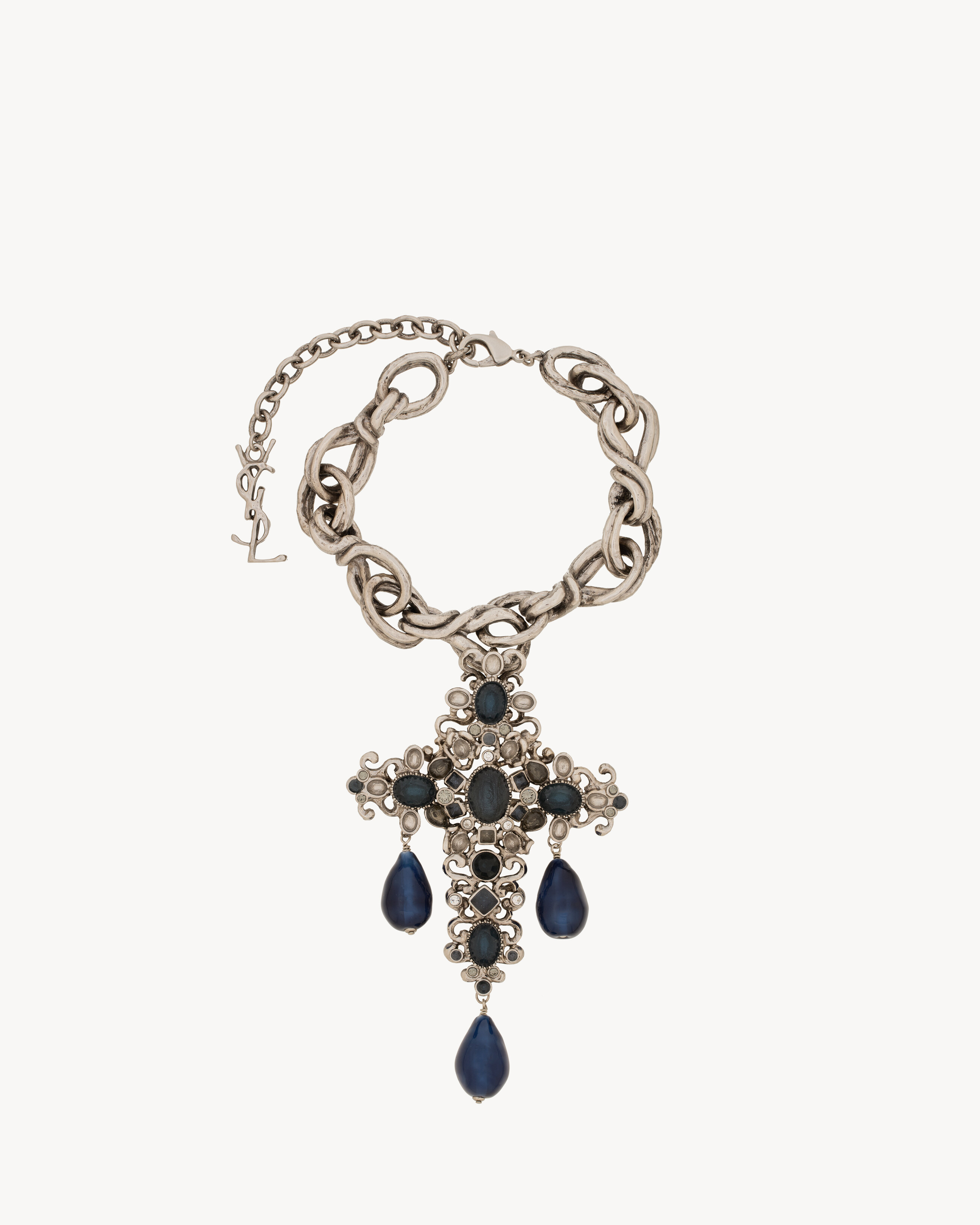 crystal cross necklace in resin and metal