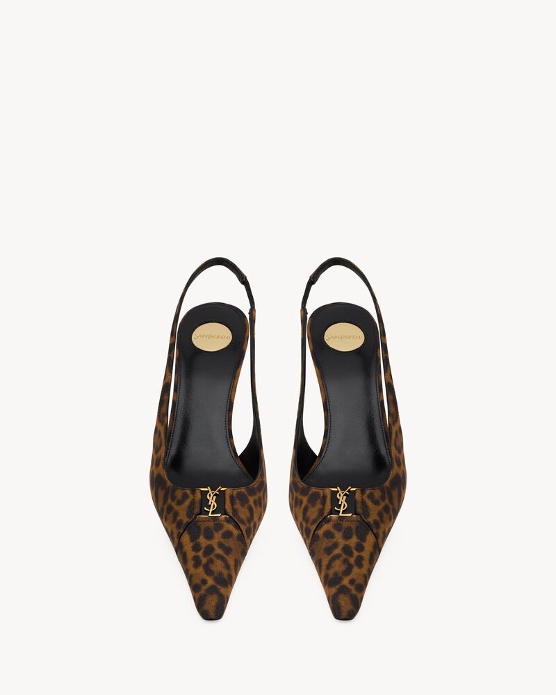 BABYLONE BRETEUIL slingback pumps in leopard grosgrain