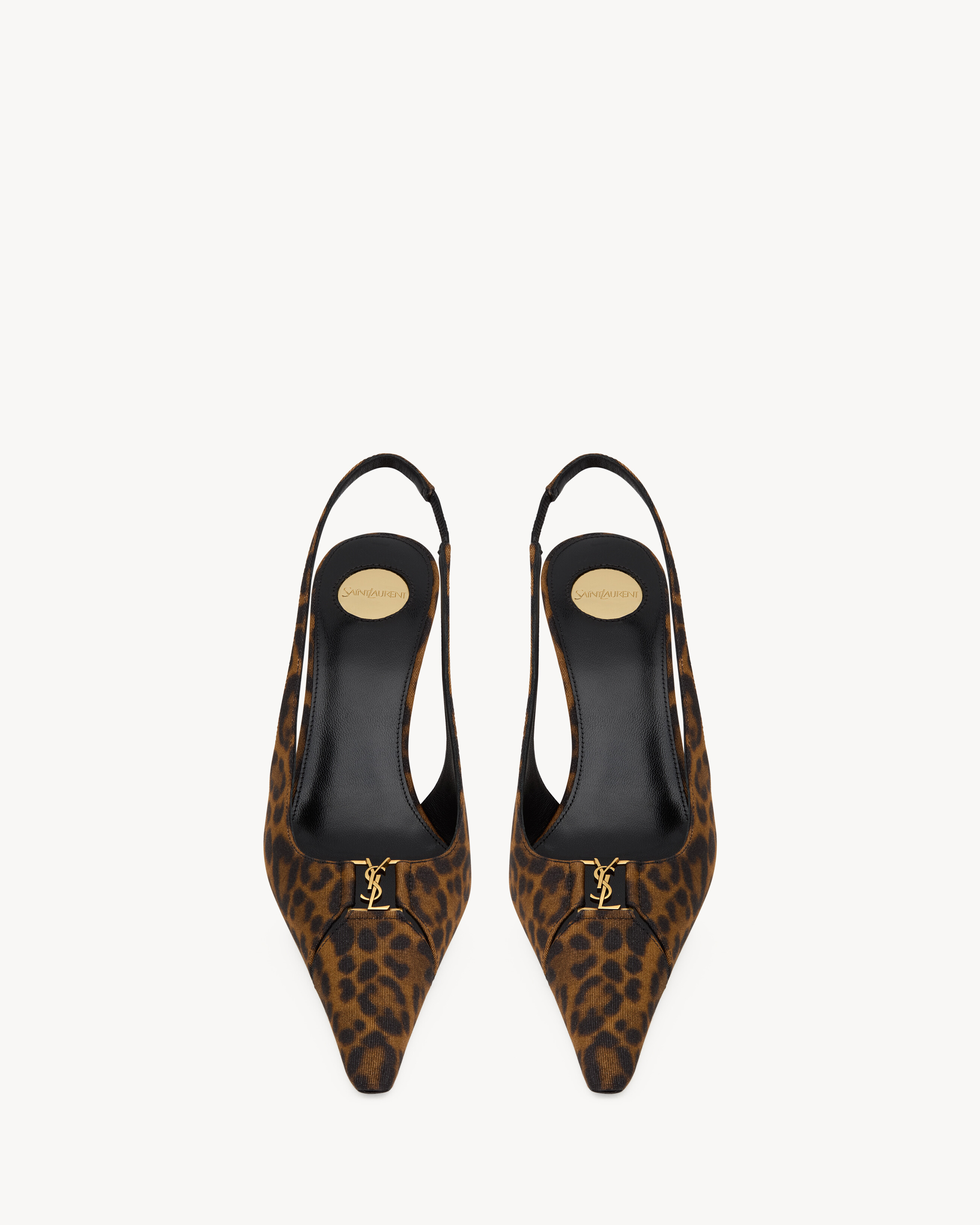 BABYLONE BRETEUIL slingback pumps in leopard grosgrain