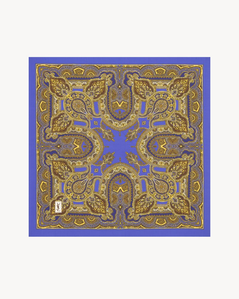 square scarf in paisley silk twill