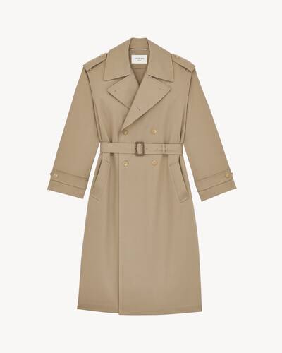 トレンチコート（ボンデッドコットン） グリーン | Saint Laurent | YSL JP