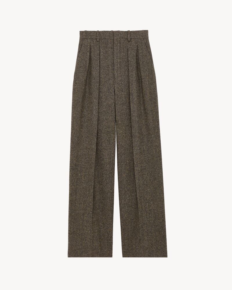 Pantalon ample en laine à chevrons
