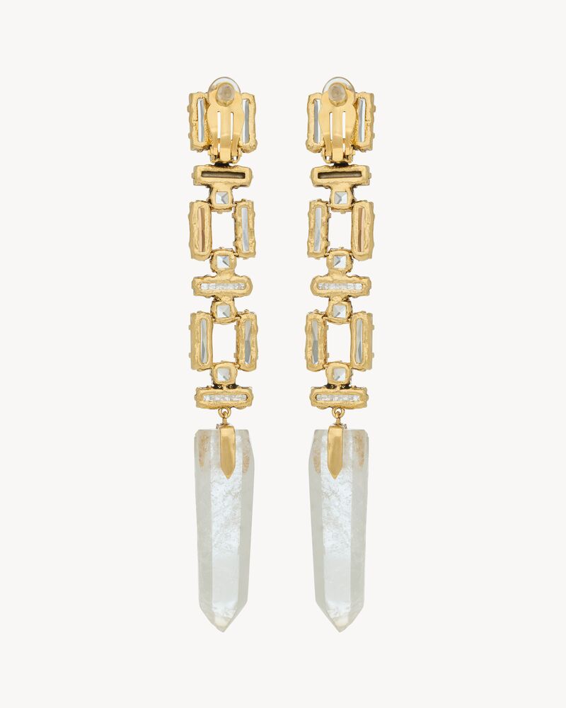 obelisk earrings in crystal rock and glass