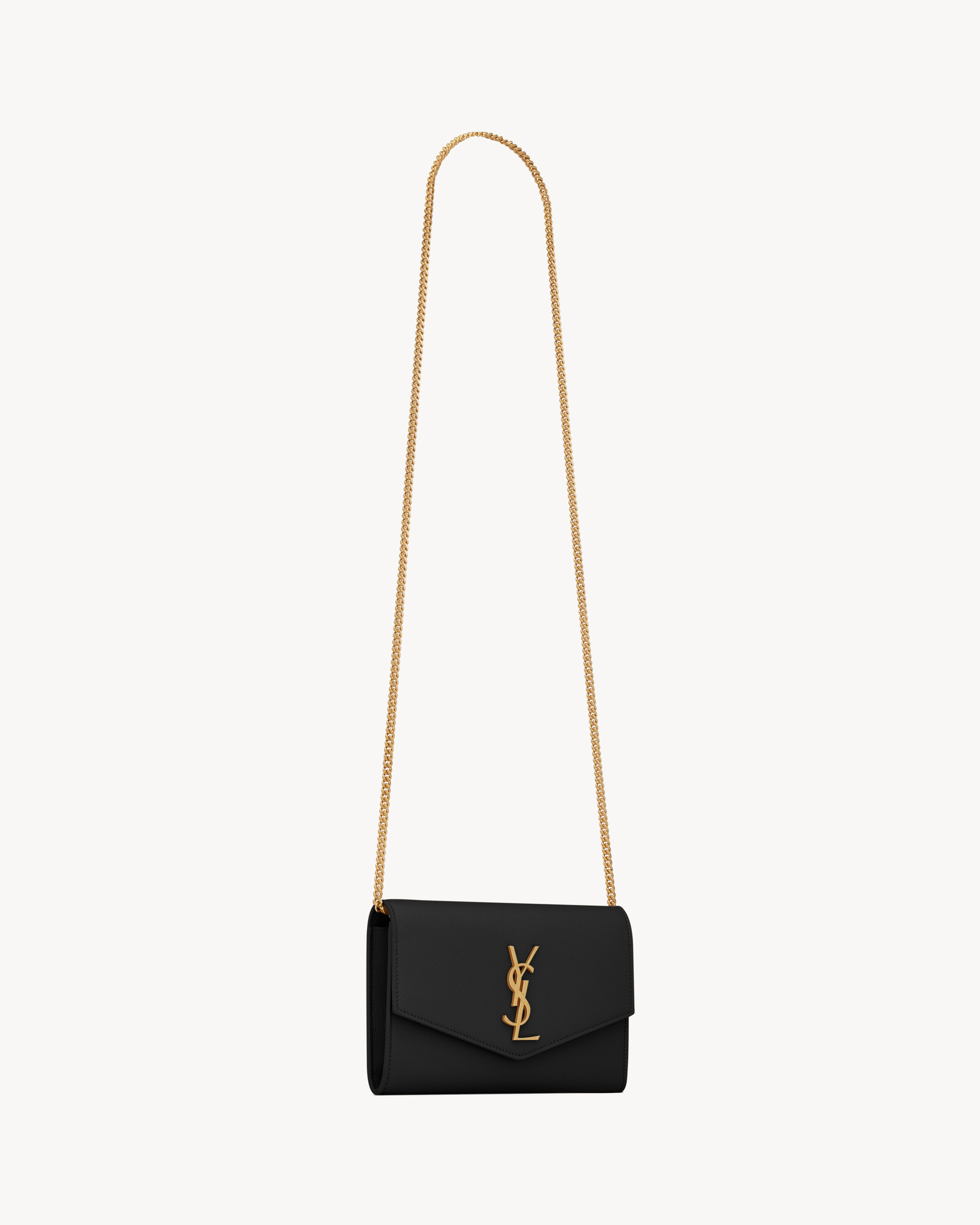 UPTOWN CHAIN WALLET IN GRAIN DE POUDRE EMBOSSED LEATHER