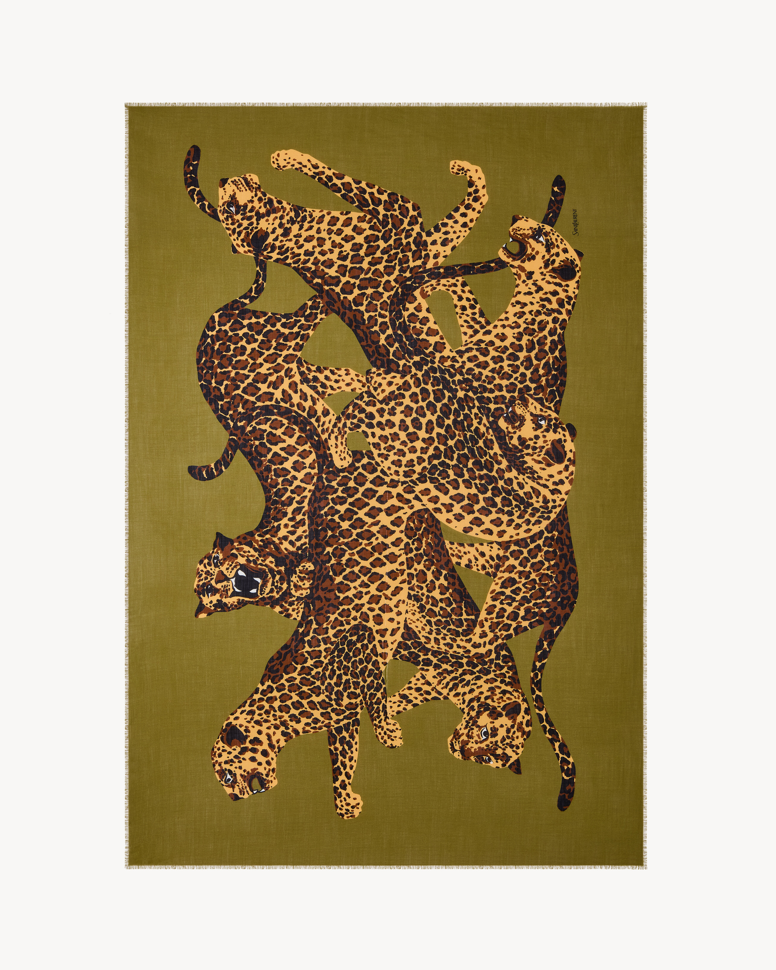 Leopard stole in wool twill
