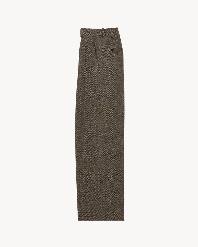 wide-leg pants in herringbone wool