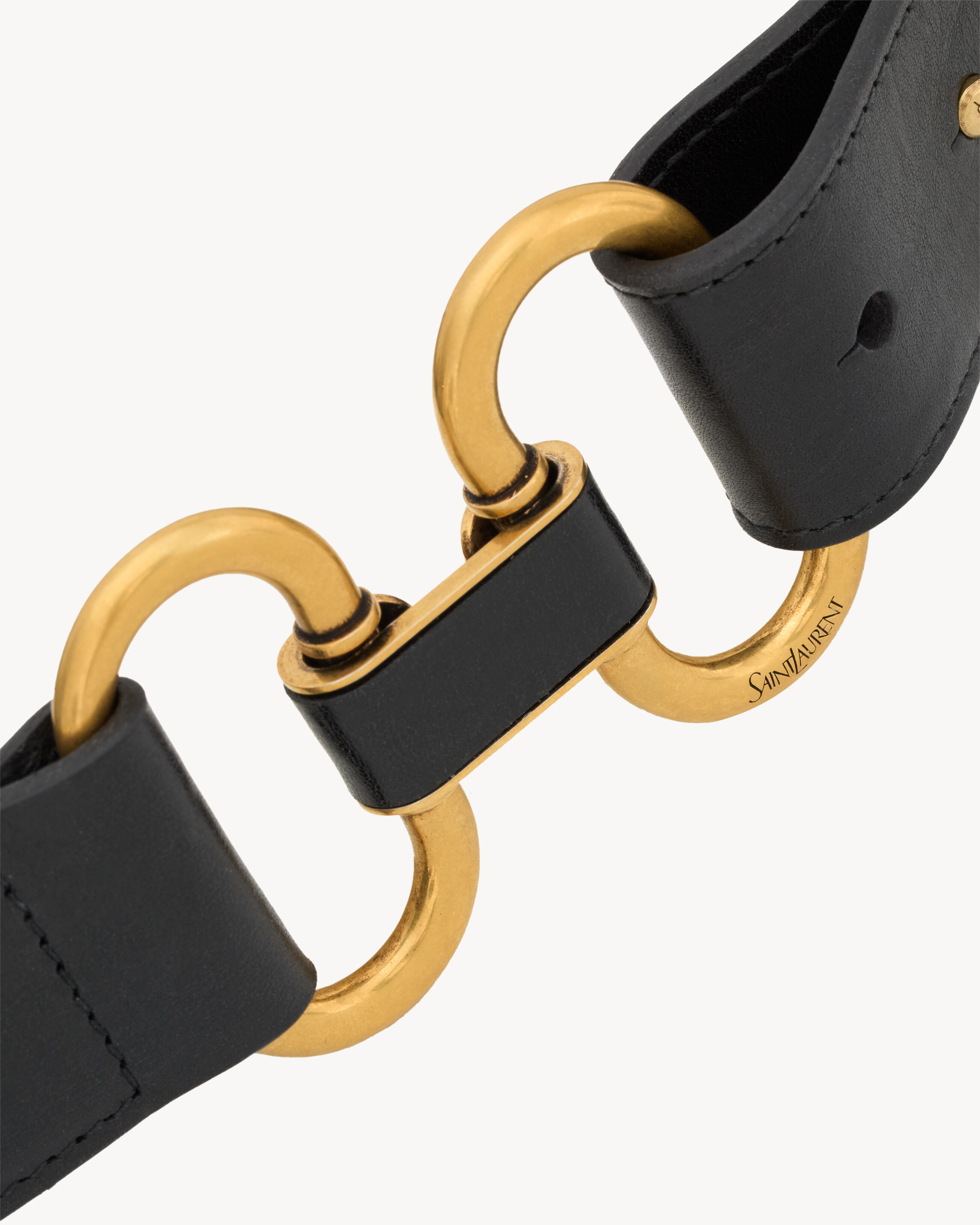double ring belt in leather