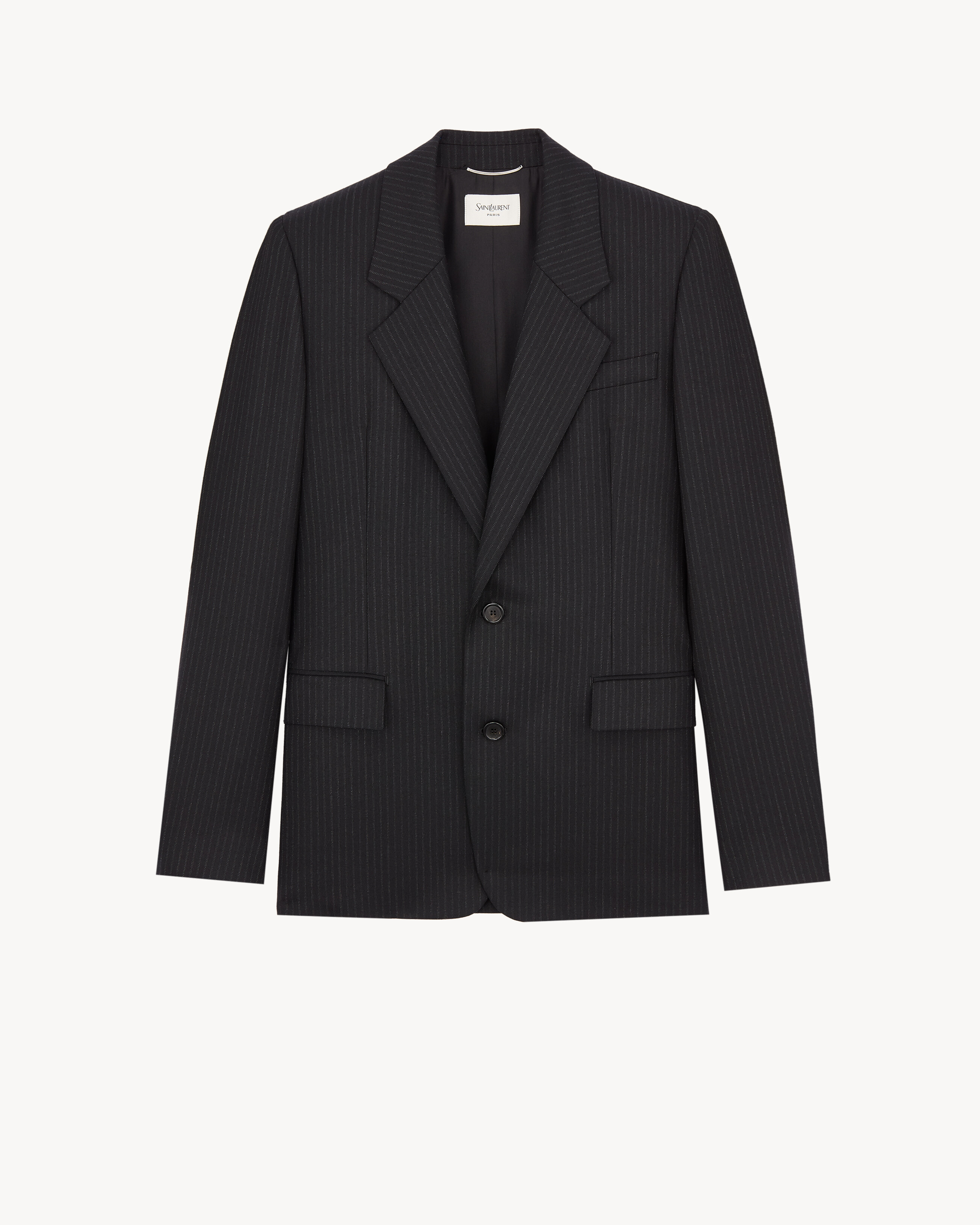 single-breasted jacket in chalk-stripe wool