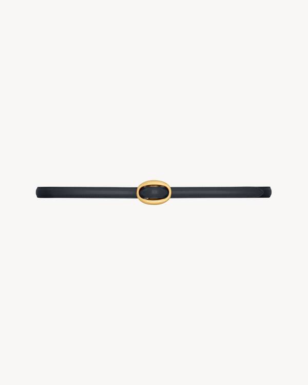 oval buckle thin reversible belt in smooth leather