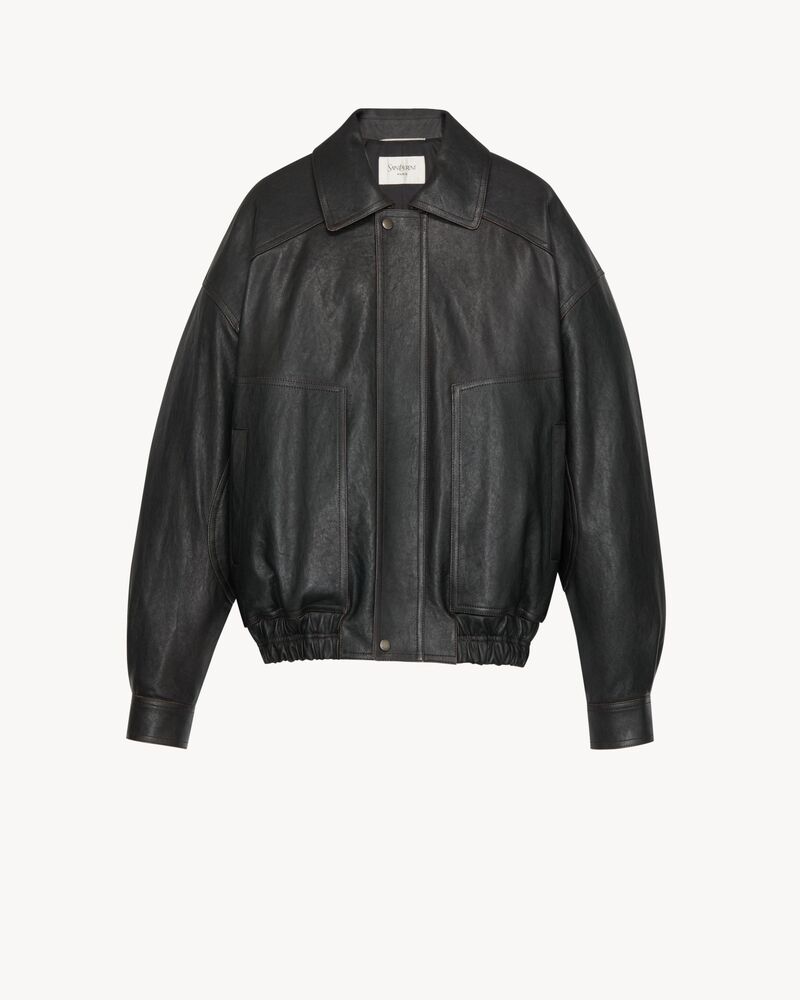 bomber jacket in grained lambskin