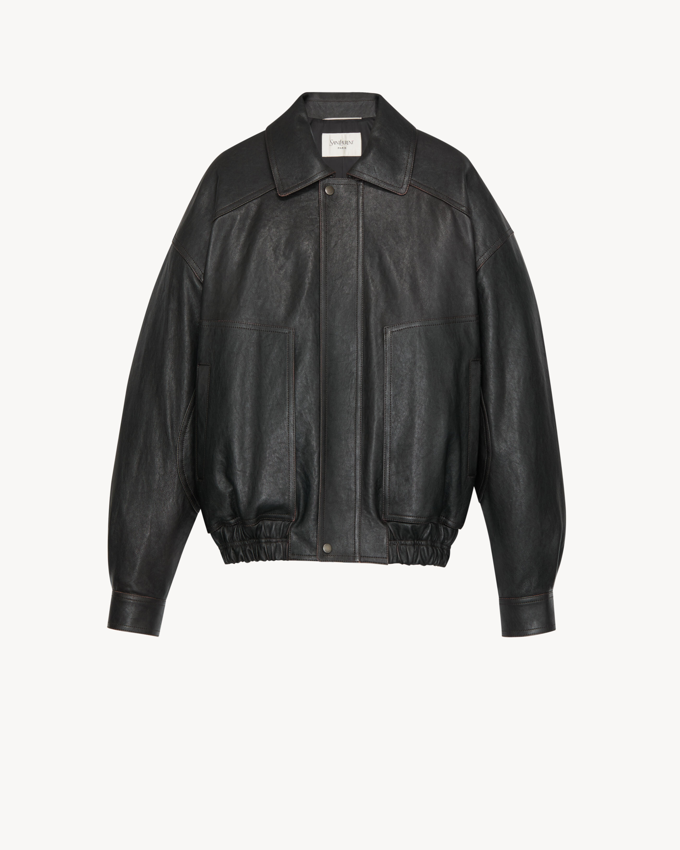 bomber jacket in grained lambskin