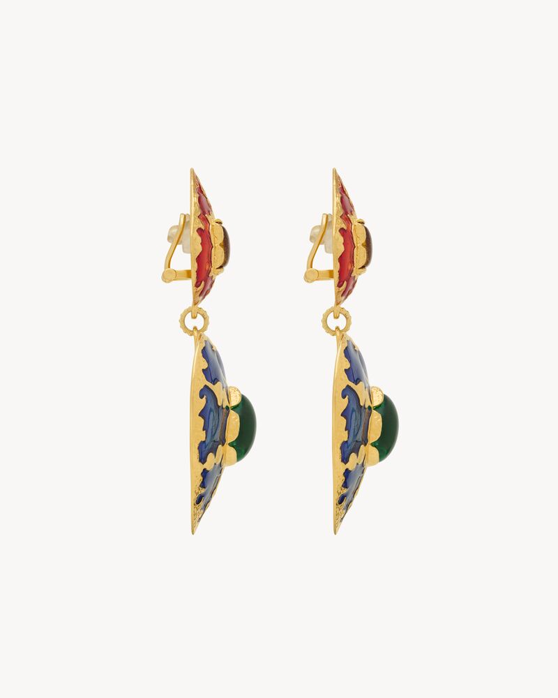 heart drop earrings in enamel