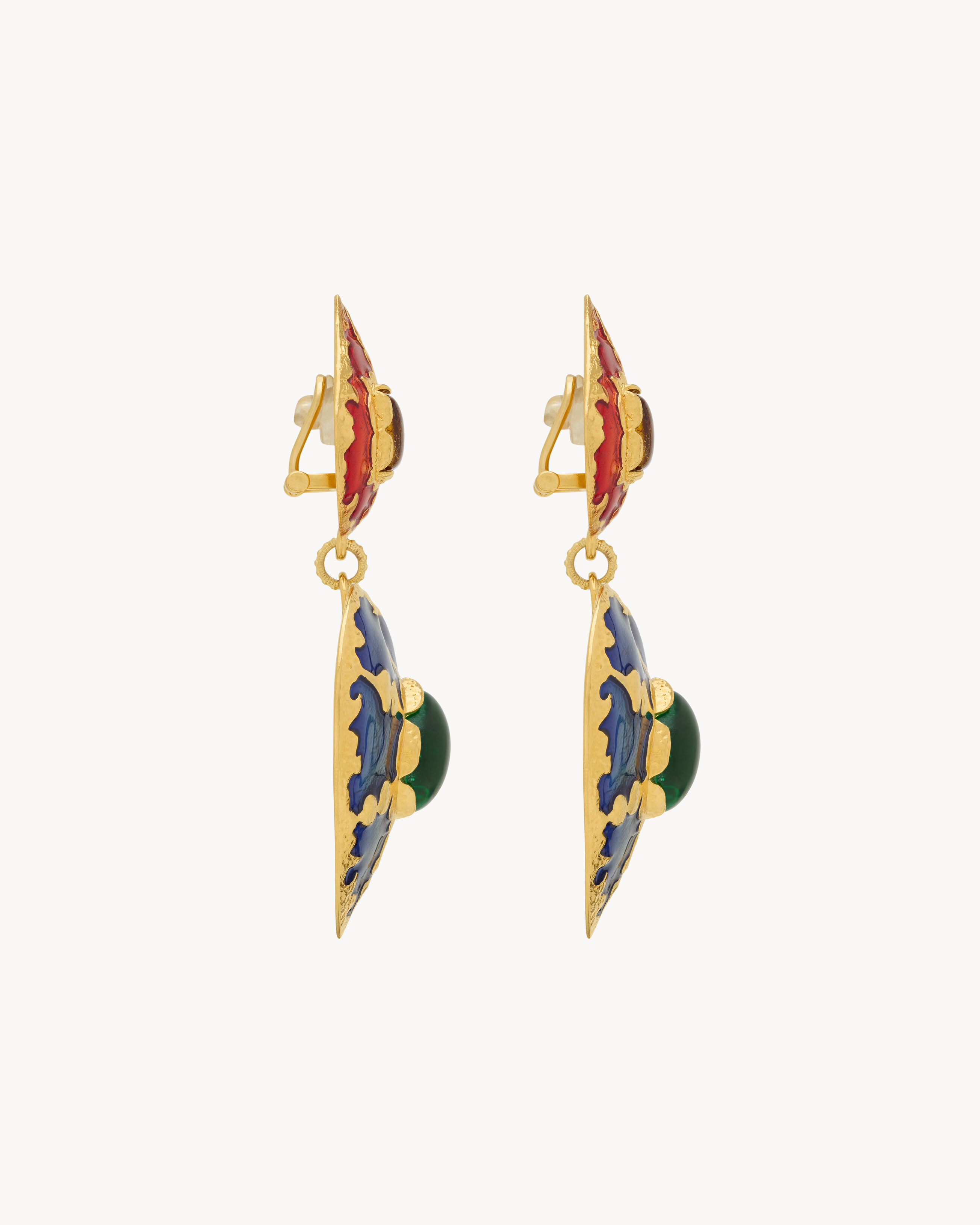 heart drop earrings in enamel