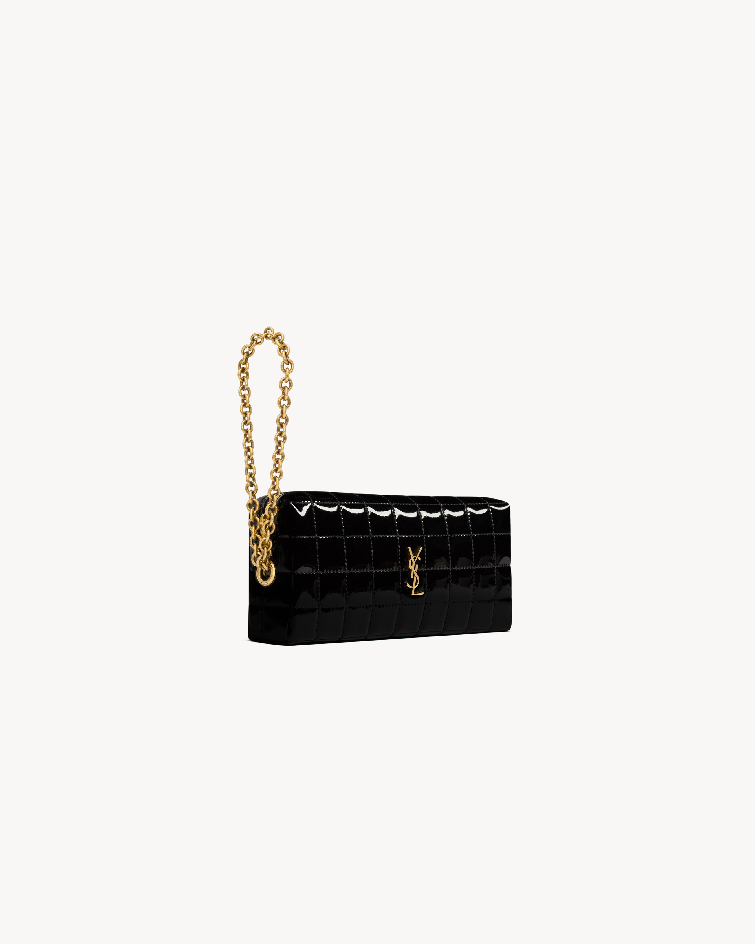 Pochette con cadena Cassandre Matelassé Carré de lona brillante