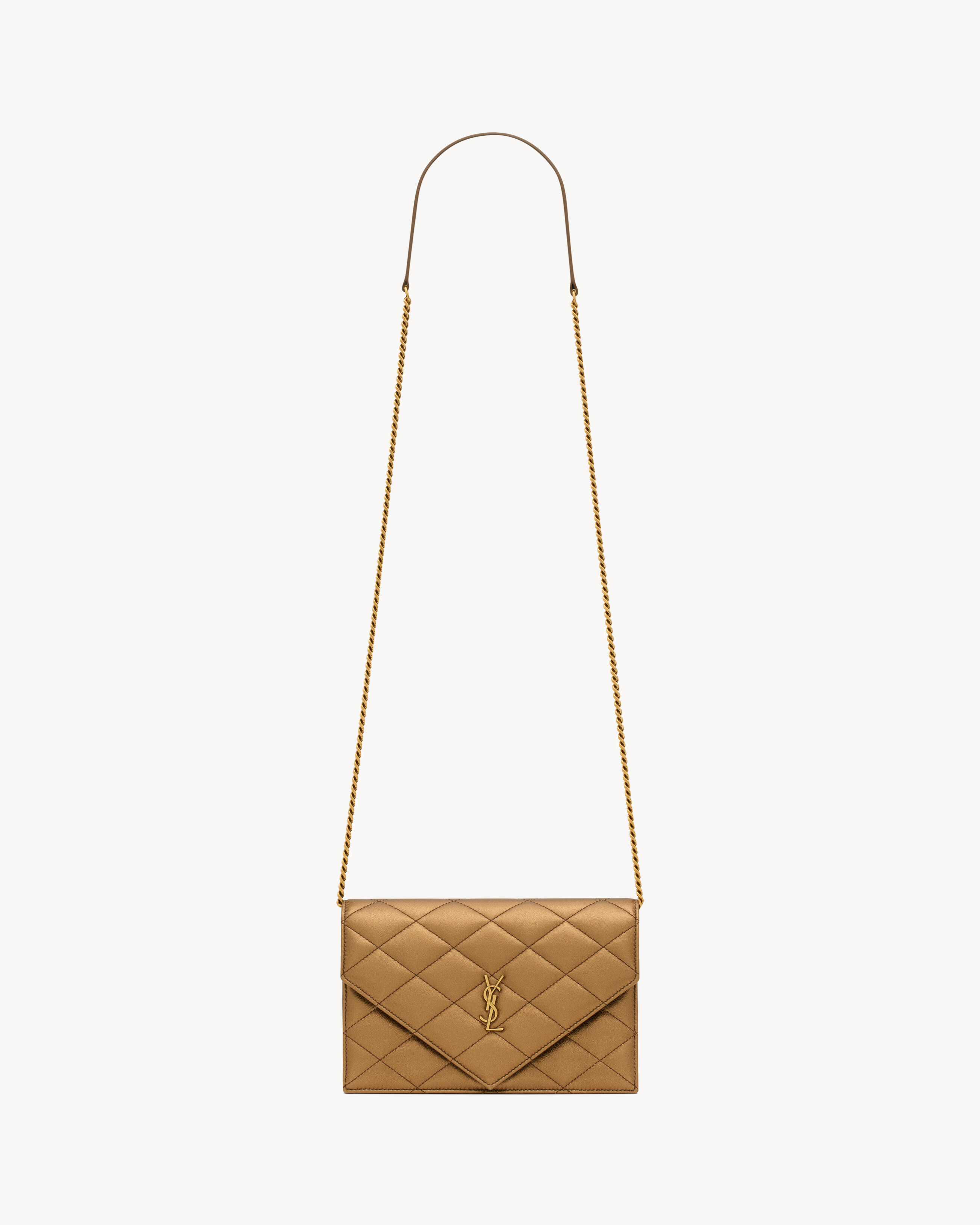 PARIS chain wallet in metallic leather