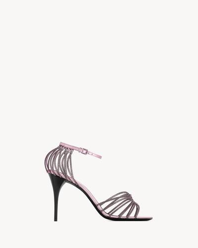 BABYLONE sandals in metallic leather and metal in Pink | Saint