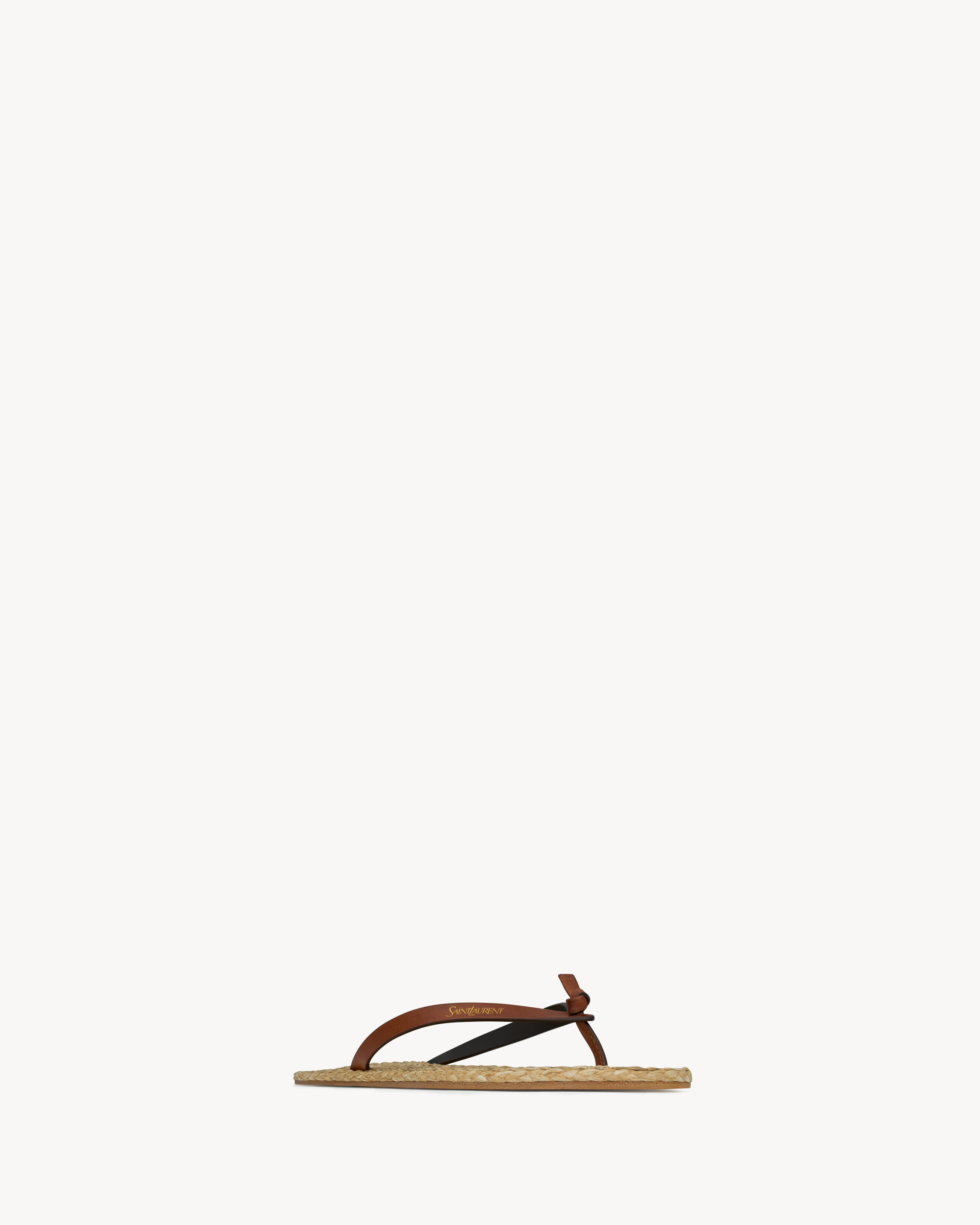 POOL flip-flops in smooth leather and raffia