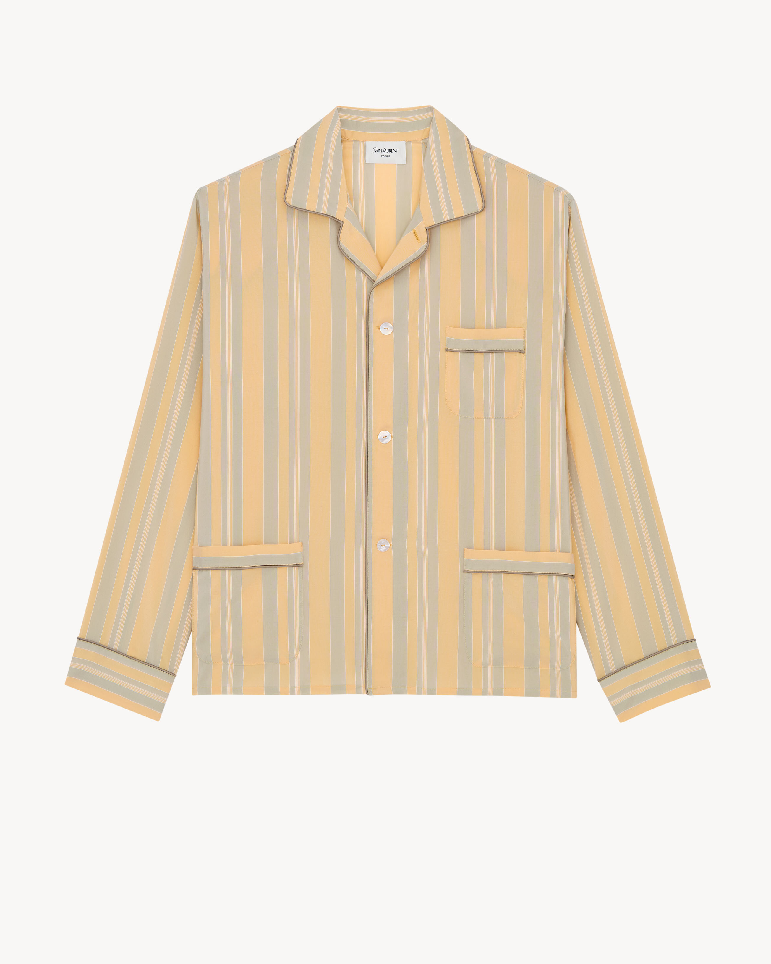 pajama top in striped cotton and silk