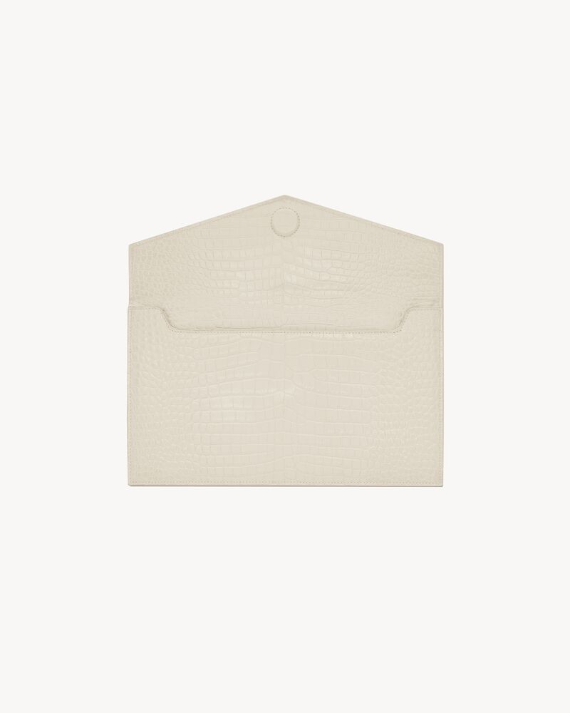 Pochette Uptown de piel repujada de cocodrilo brillante