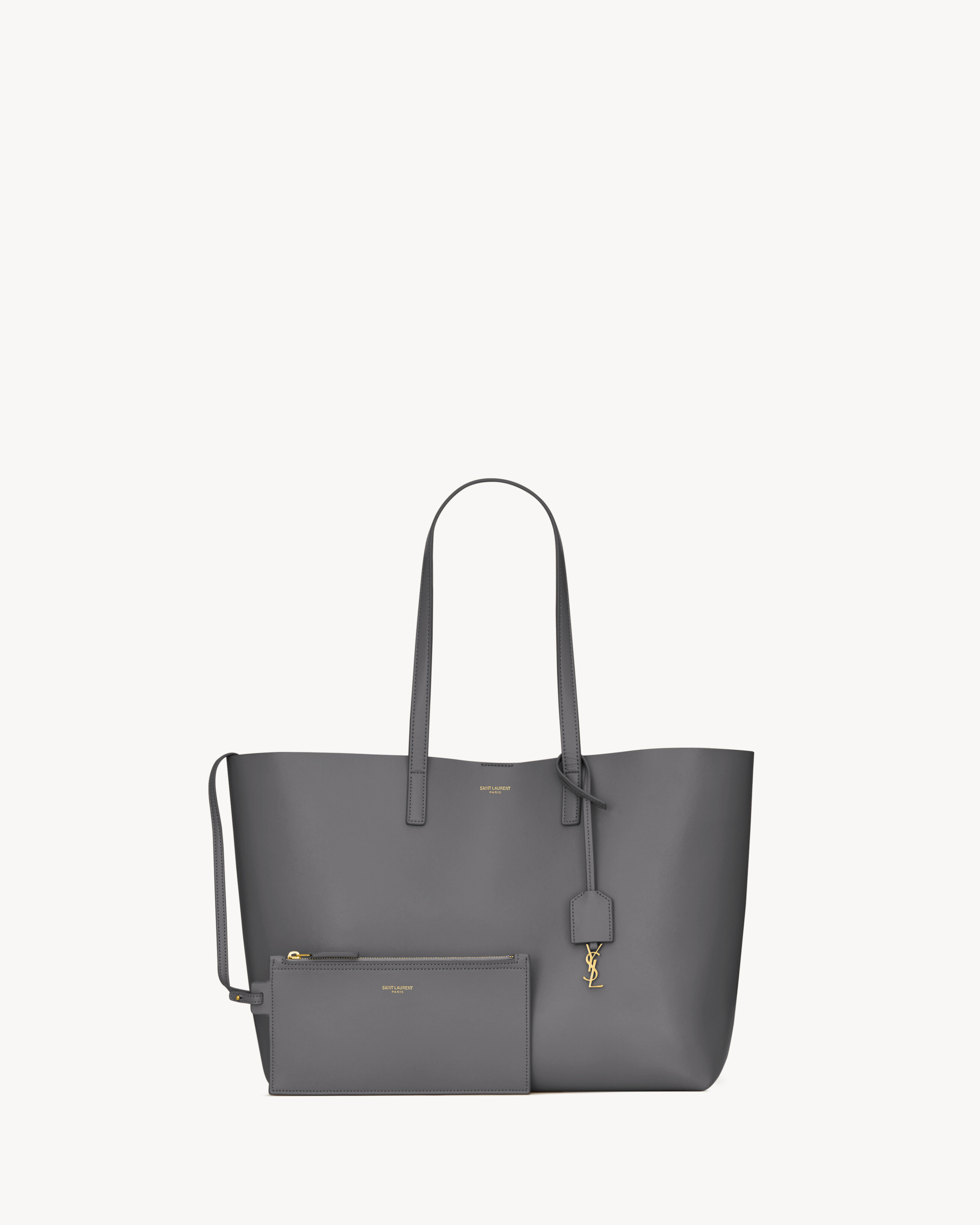 Shopping Saint Laurent E/W aus schwarzem leder