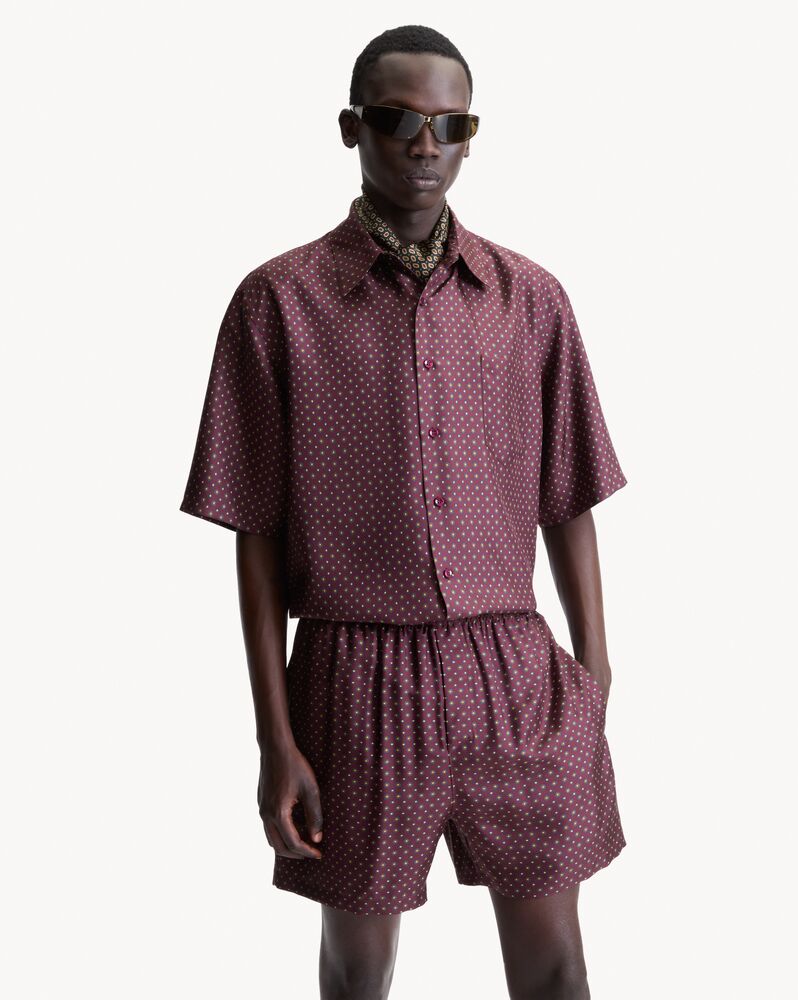 shirt in hexagon silk twill