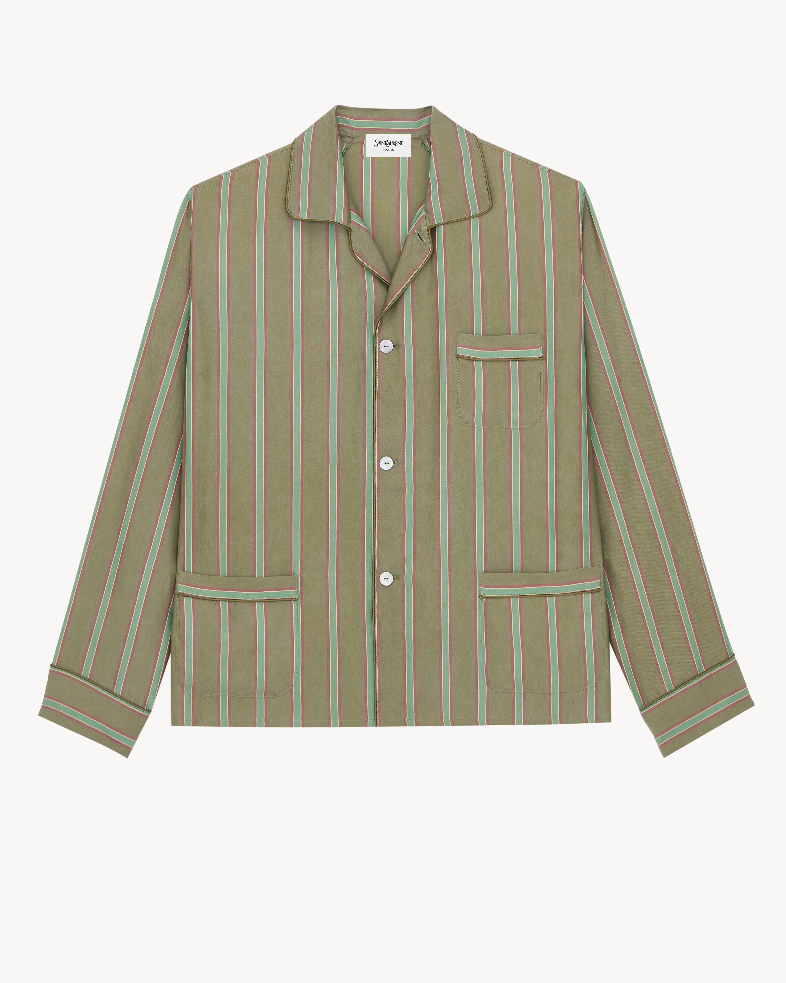 pajama top in striped cupro twill