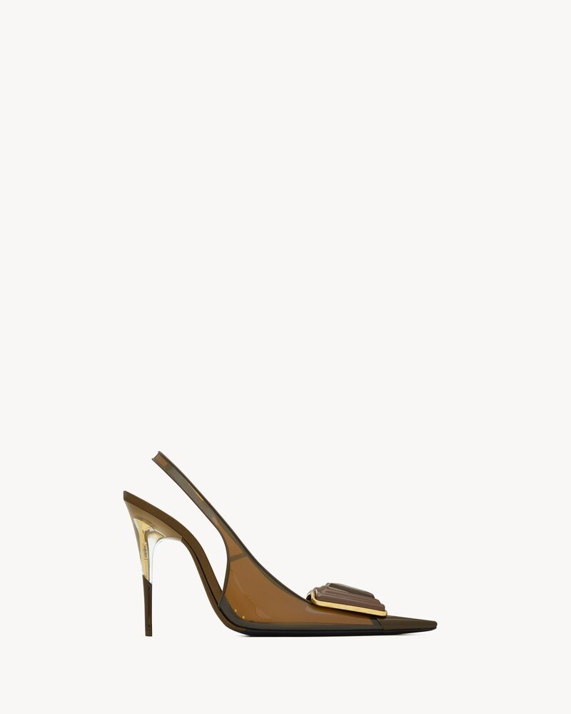 SIBYL slingback pumps in TPU, patent leather, and satin