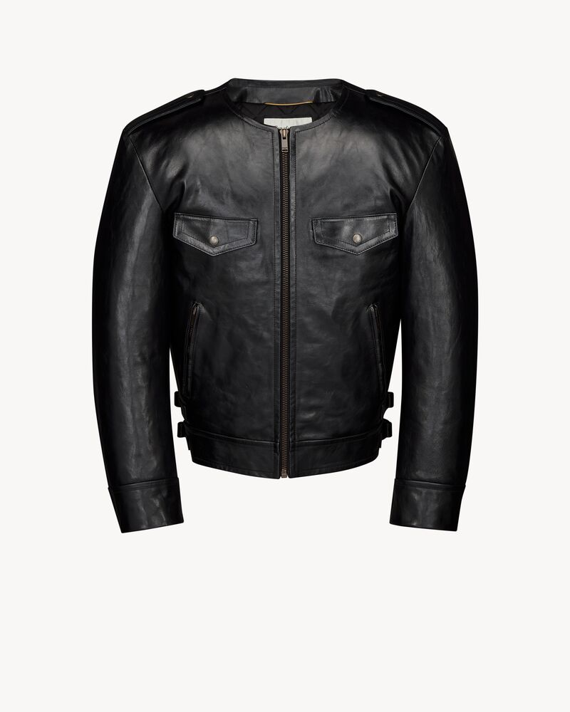 biker jacket in grained leather
