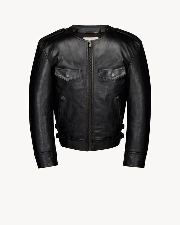 SAINT LAURENT ブラック ジャケット バイカージャケット（グレインレザー） ブラック | Saint Laurent