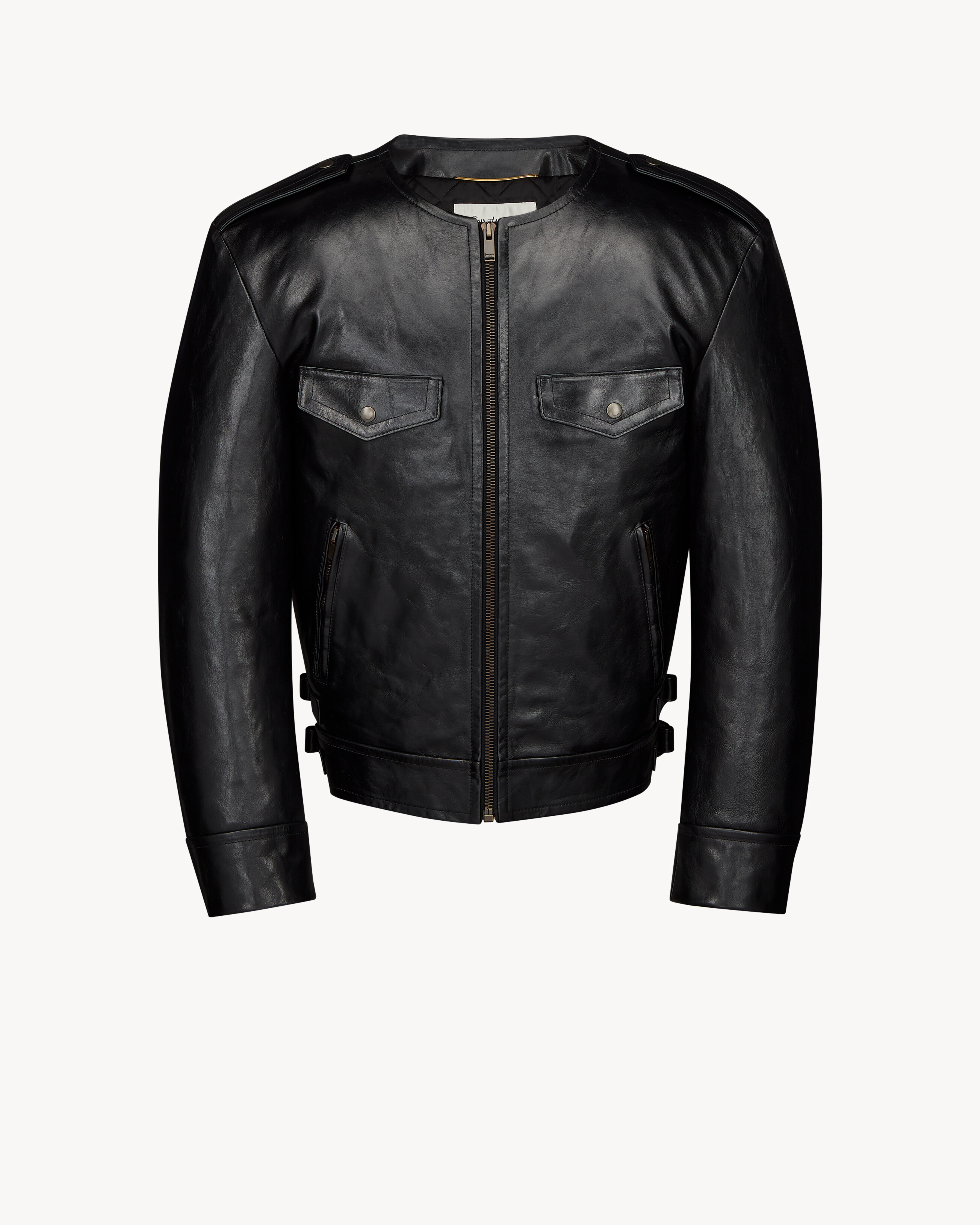 biker jacket in grained leather