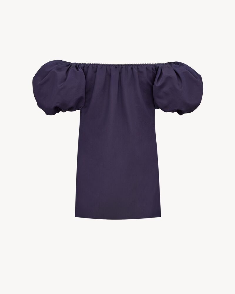 puff-sleeve mini dress in cotton satin