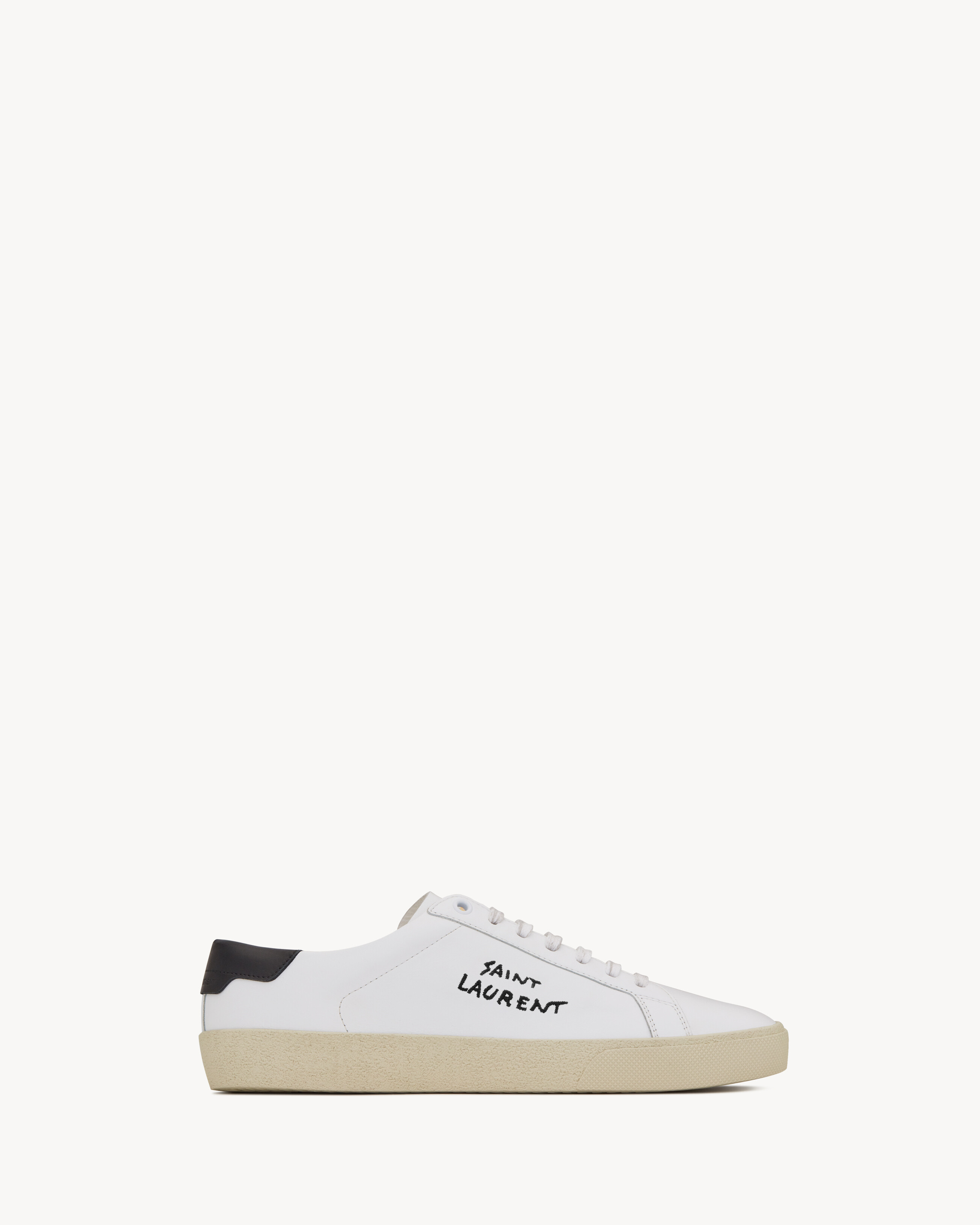Saint Laurent Women's Optic White Court Classic Sl/06 Embroidered Sneakers In Leather - White - 41.5