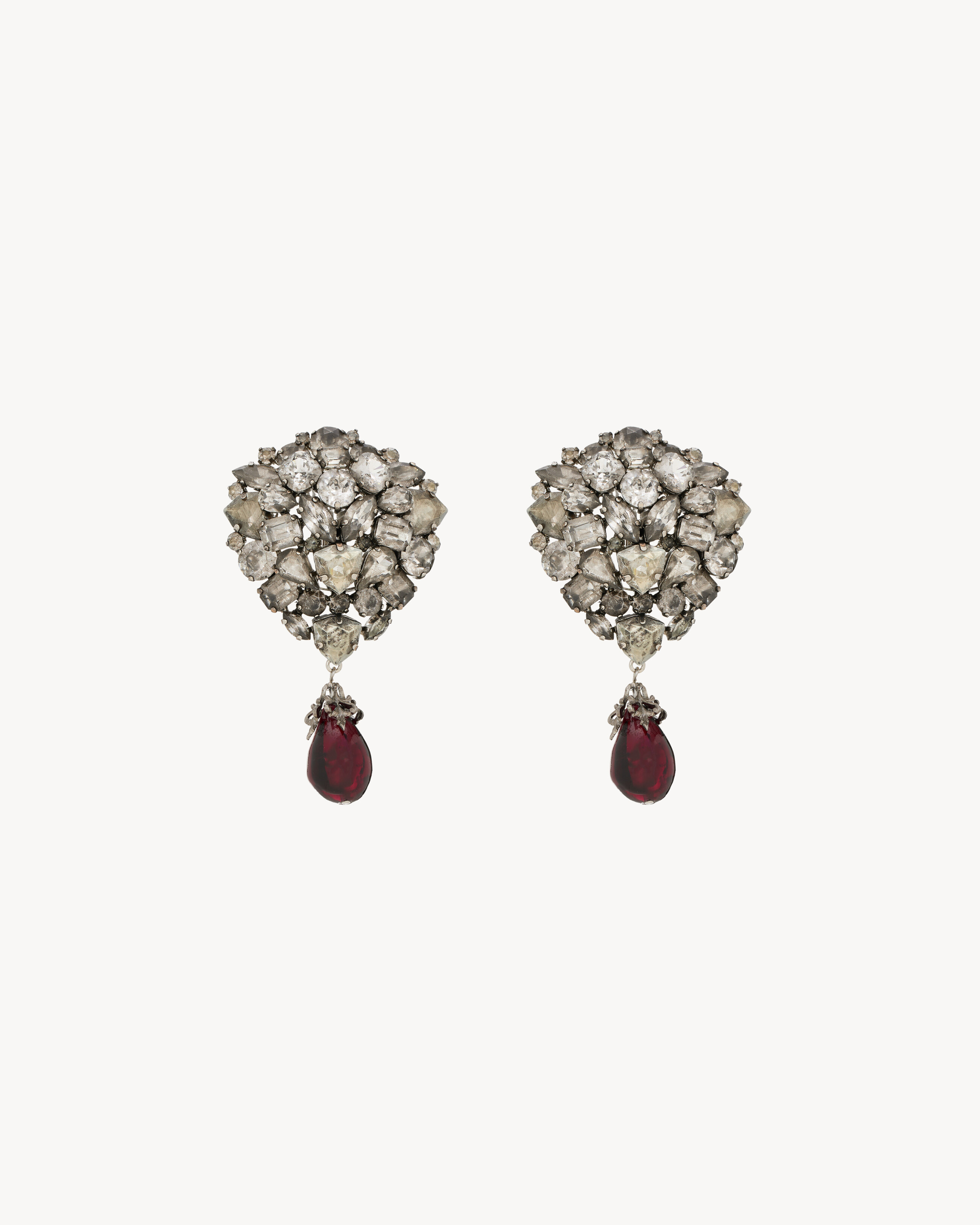 crystal shield earrings in resin and metal