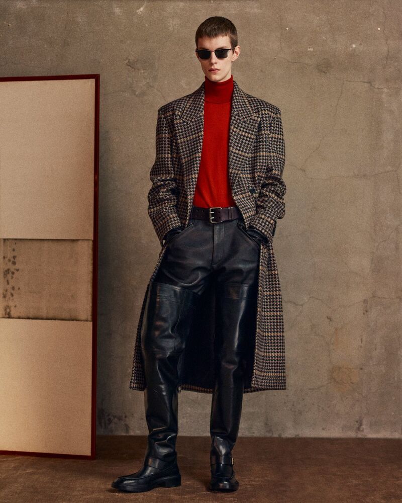 belted pants in grained leather