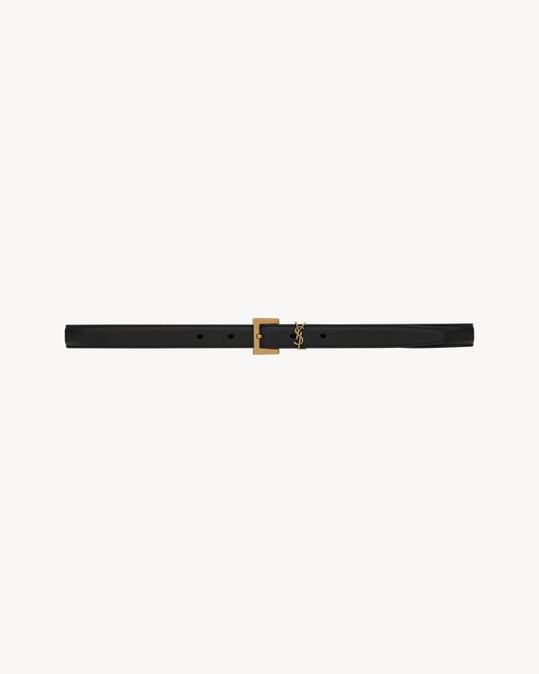 CASSANDRE thin belt in smooth leather in Black | Saint  display picture 3