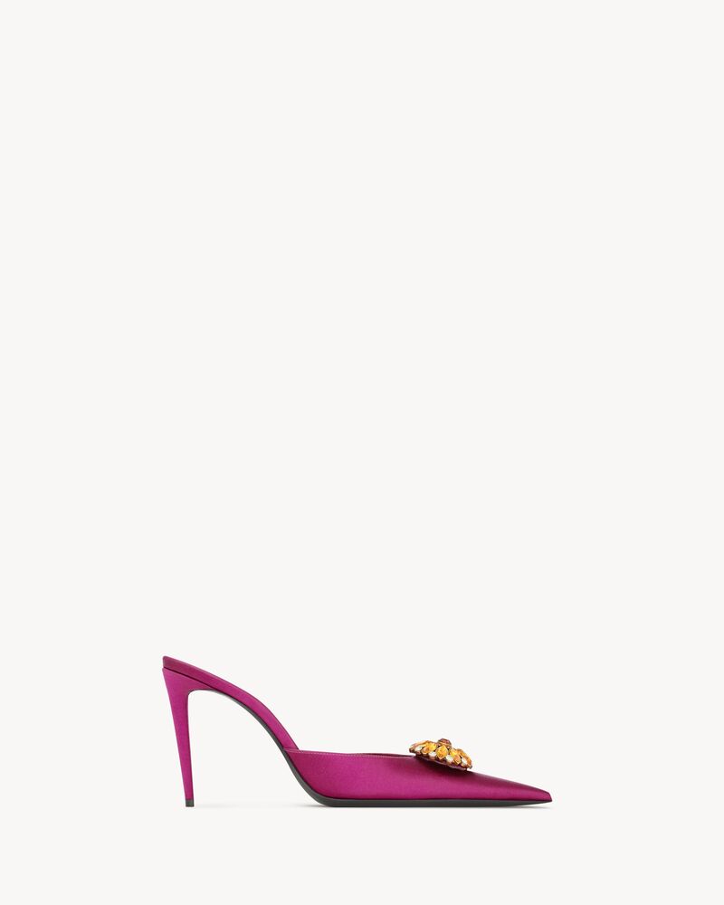 COSMO mules in satin crepe and crystals