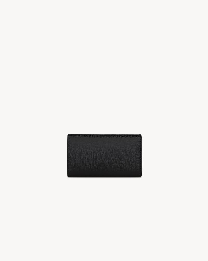SAINT LAURENT PARIS SLIM KEYCASE IN GRAIN DE POUDRE LEATHER